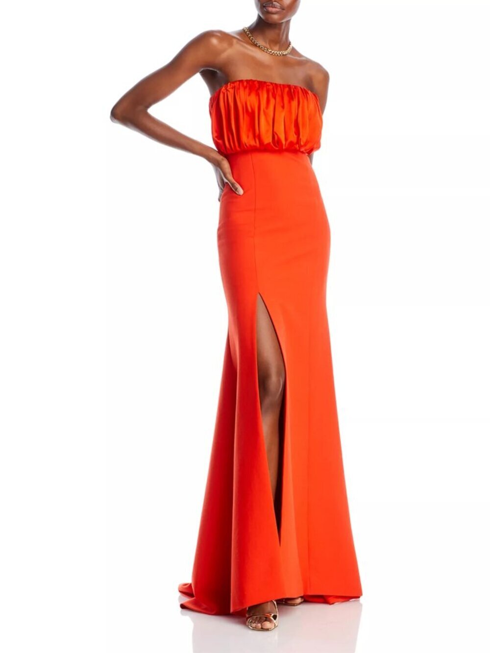 NWT New $695 Cinq à Sept Laurence Slit Gown Dress In Cherry Tomato Size 8